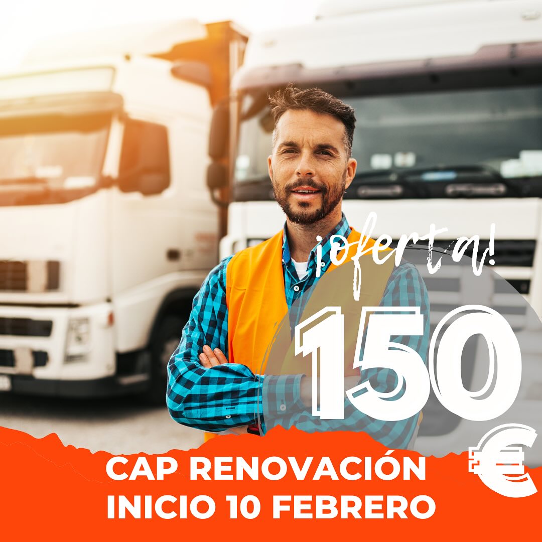 🚚 PRÓXIMO CURSO 𝗖𝗔𝗣 𝗥𝗘𝗡𝗢𝗩𝗔𝗖𝗜𝗢́𝗡 🚚El próximo 10 de febrero iniciamos un nuevo curso de formación continua en la sección de MATARÓ 🚌
.
🗓 10, 11, 17, 18 y 24 de febrero
.
⏰ 8:00 - 15:00h
.
📍Avinguda Velòdrom 34 Mataró
.
¡Aún puedes apuntarte! Plazas limitadas✔
.
Infórmate sin compromiso 😉👇*La oferta de 150€ no es aplicable a bonificaciones. La oferta es válida para inscripciones entre el 17/01/24 y el 08/02/24
